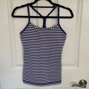 Lululemon Power Y Tank - Blue & White Striped